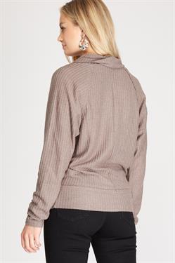 MOCHA COWL NECK BRUSHED THERMAL KNIT TOP S8SS6886