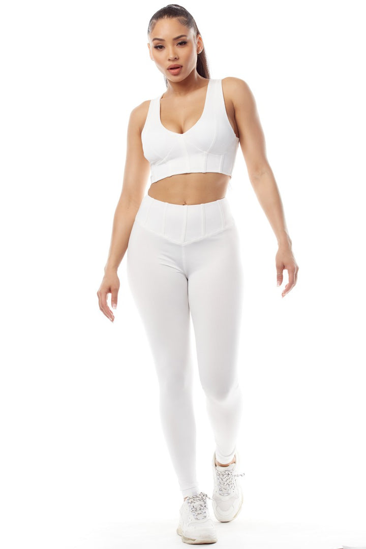 WHITE CROP TOP AND  PANTS SET ASS202