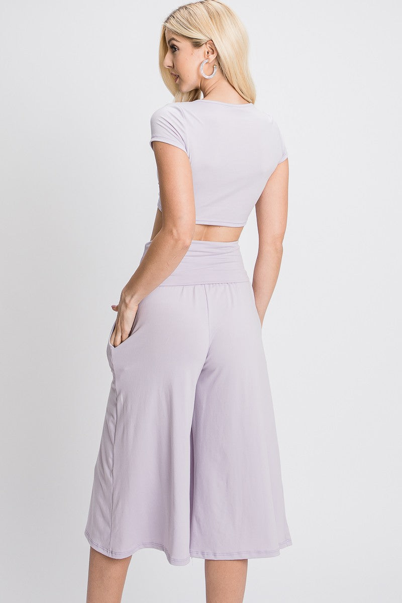 LILAC O-RING CROP TOP AND GOUCHER KNIT PANTS SET SOIN2030