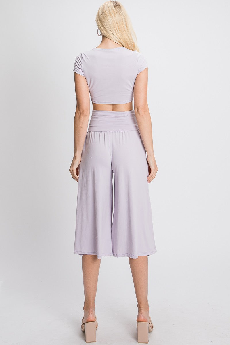 LILAC O-RING CROP TOP AND GOUCHER KNIT PANTS SET SOIN2030