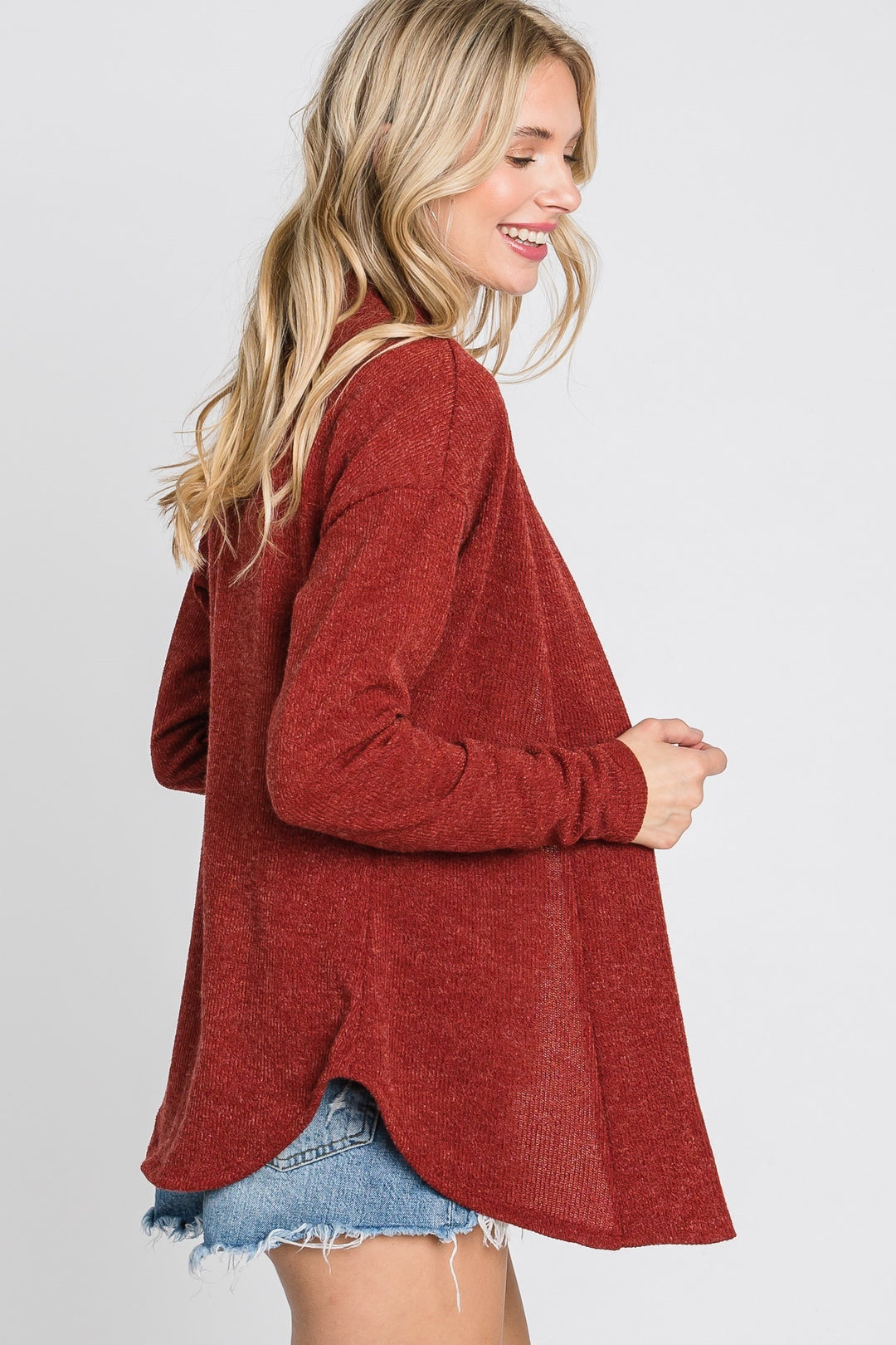 RUST  BOHO OPEN NECK LONG SLEEVES CARDIGAN SOIN2058C