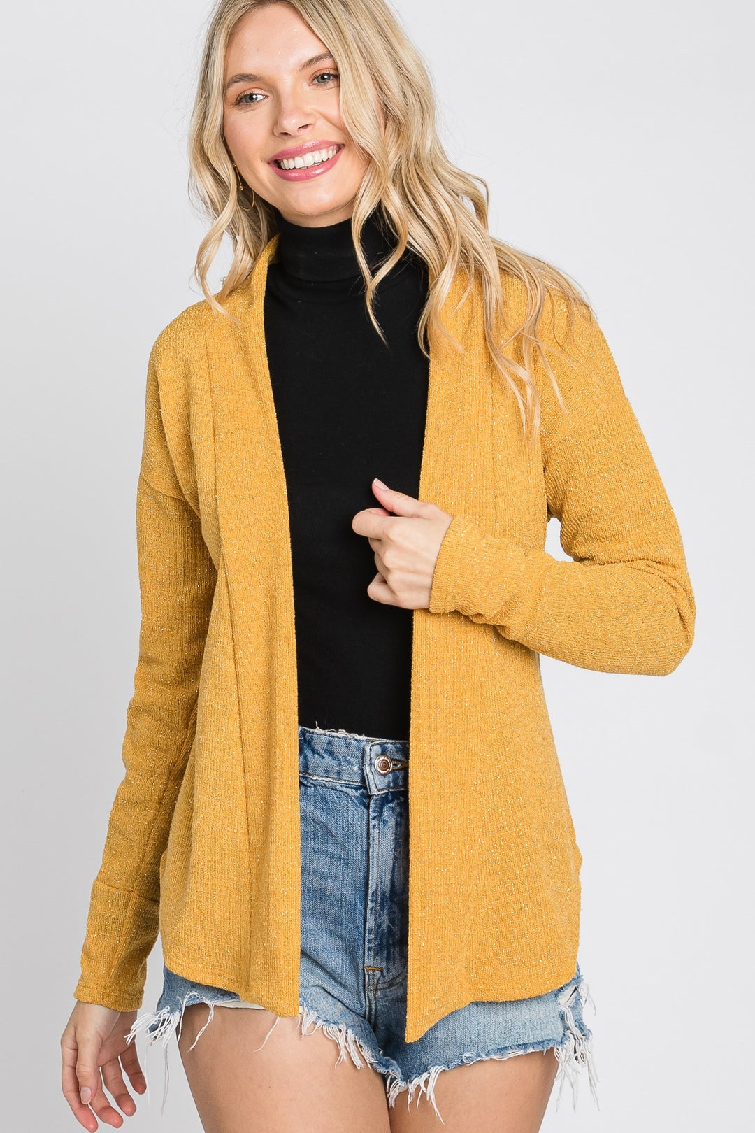 GOLD BOHO OPEN NECK LONG SLEEVES CARDIGAN SOIN2058C