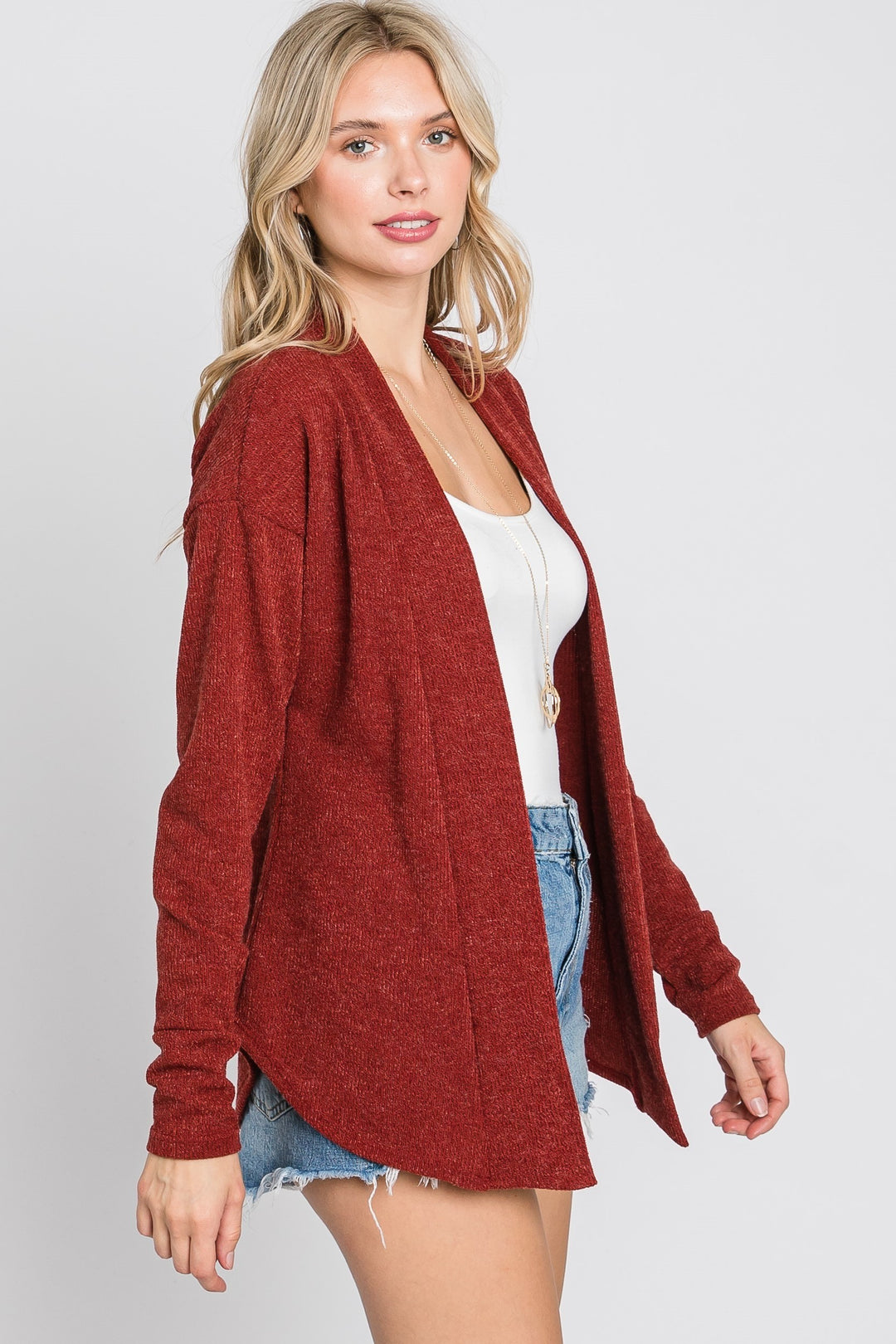 RUST  BOHO OPEN NECK LONG SLEEVES CARDIGAN SOIN2058C