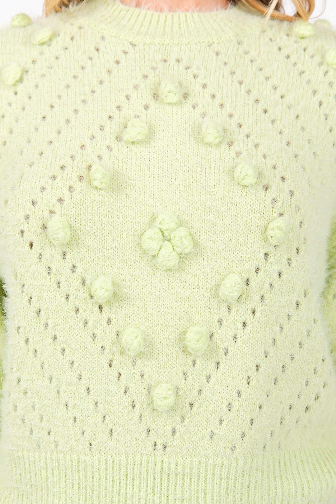 MINT MOHAIR POM POM LONG SLEEVES SWEATER SO7013T