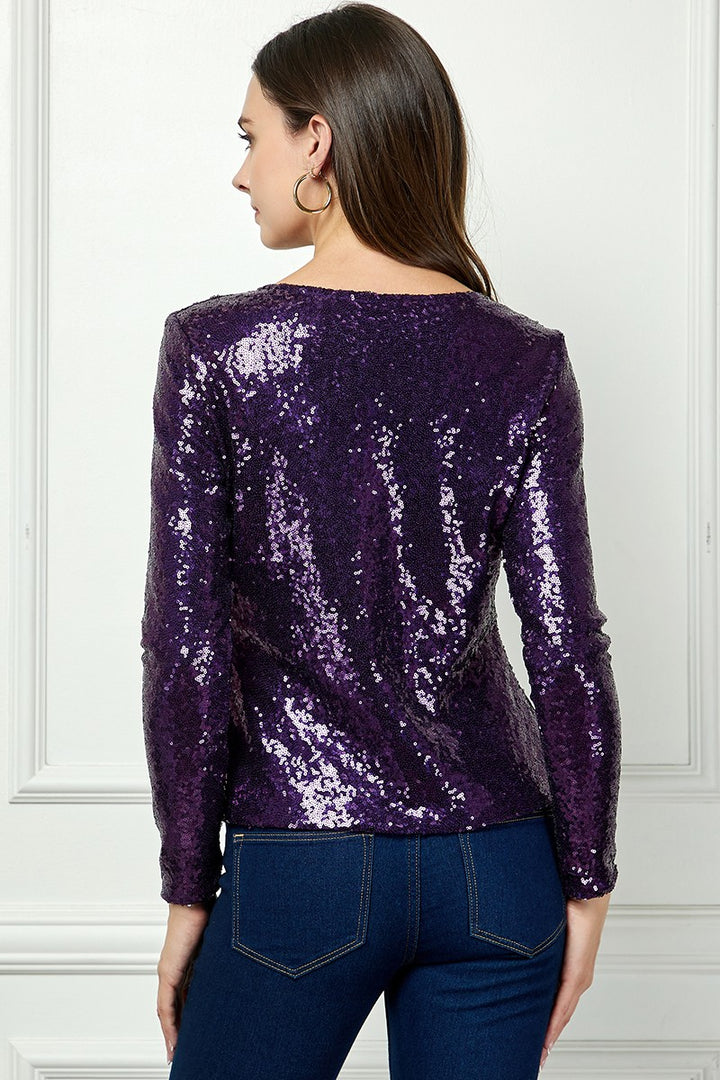 PLUM SEQUIN LONG SLEEVES TOP AVT51171W