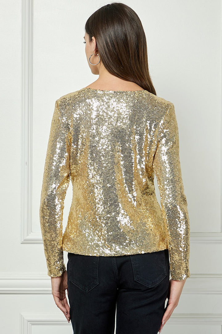 GOLD SEQUIN LONG SLEEVES TOP AVT51171W