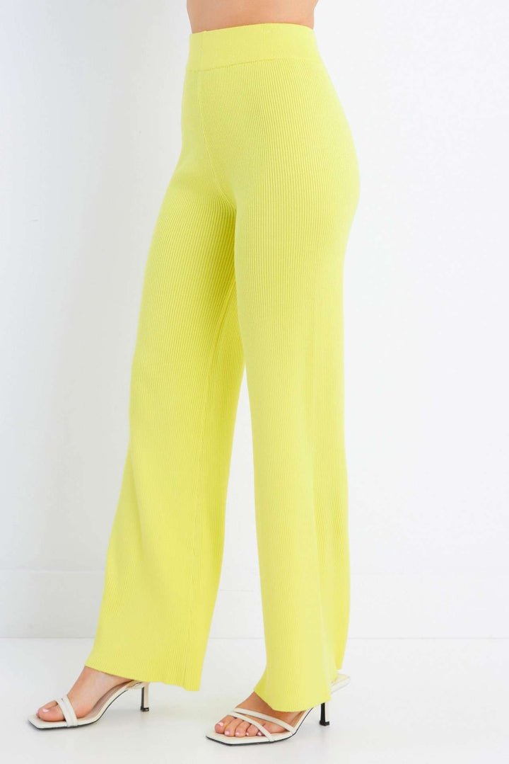 YELLOW COLLARED KNIT TOP AND PANTS SET RRAC002S