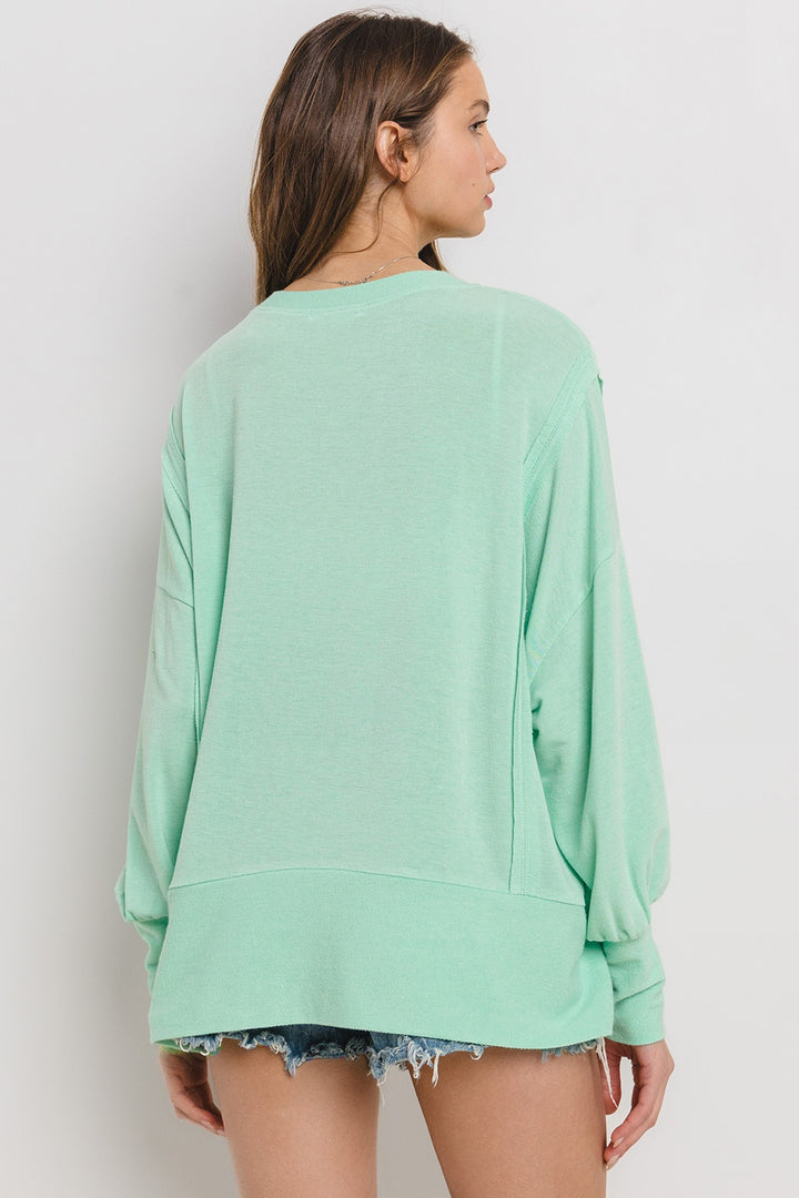 MINT ROUND NECK LONG SLEEVES COMFORT-FIT PLUS SIZE SWEATSHIRT PTN13109NSA