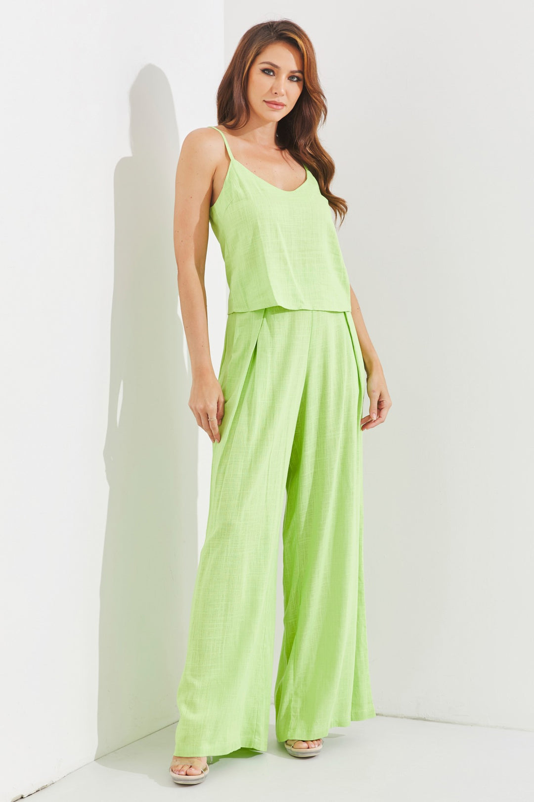 LIME SLEEVELESS TOP AND PANTS SET AMS373