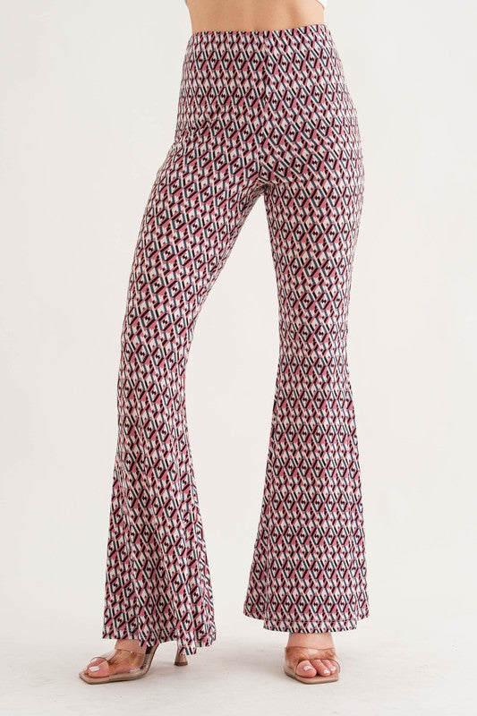 PINK GEOMETRIC PRINT WIDE-LEG PANTS BT6605NPA