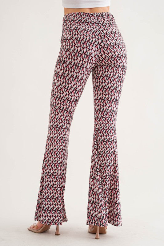 PINK GEOMETRIC PRINT WIDE-LEG PANTS BT6605NPA