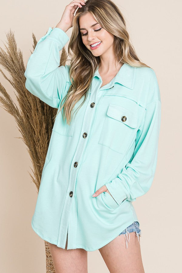 MINT BUTTON-UP FRONT FLAP POCKET JACKET RJT5875-FB