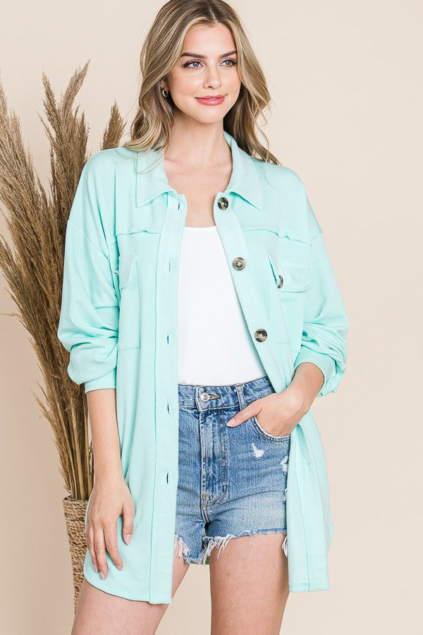 MINT BUTTON-UP FRONT FLAP POCKET JACKET RJT5875-FB