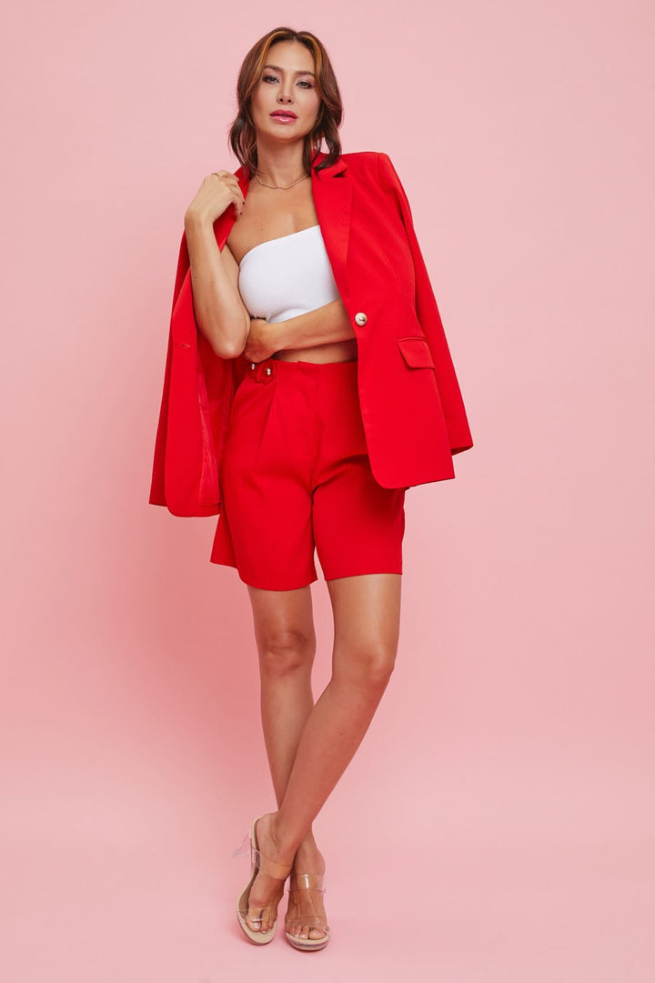 RED BLAZER AND SHORTS SET RRAS734S