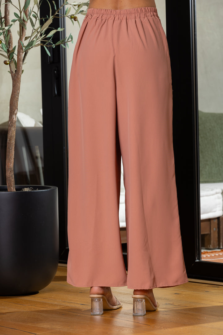 MAUVE HIGH WAISTED TIE KNOT WIDE LEG PANTS BL60014