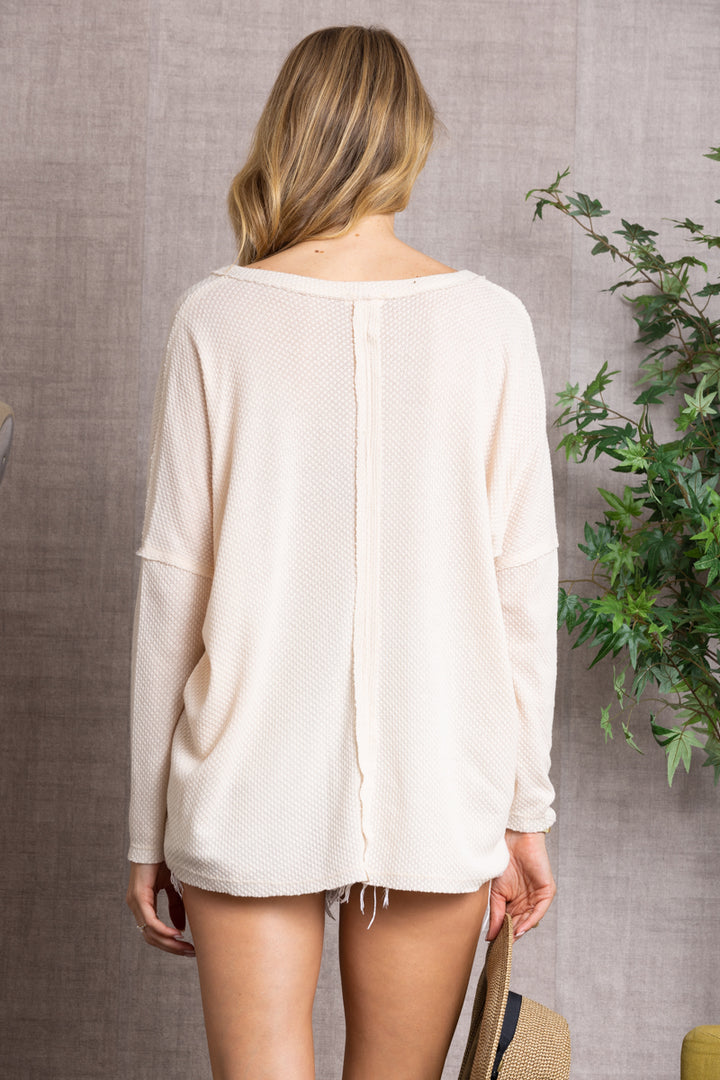 REVERSE STITCH DOLMAN SLEEVES BUTTON DOWN CARDIGAN-SW4205H