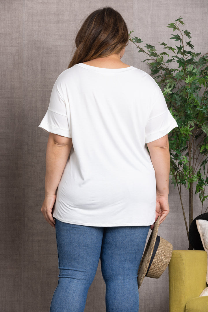 HEARTS PATCH POCKET PLUS SIZE TOP-T6569