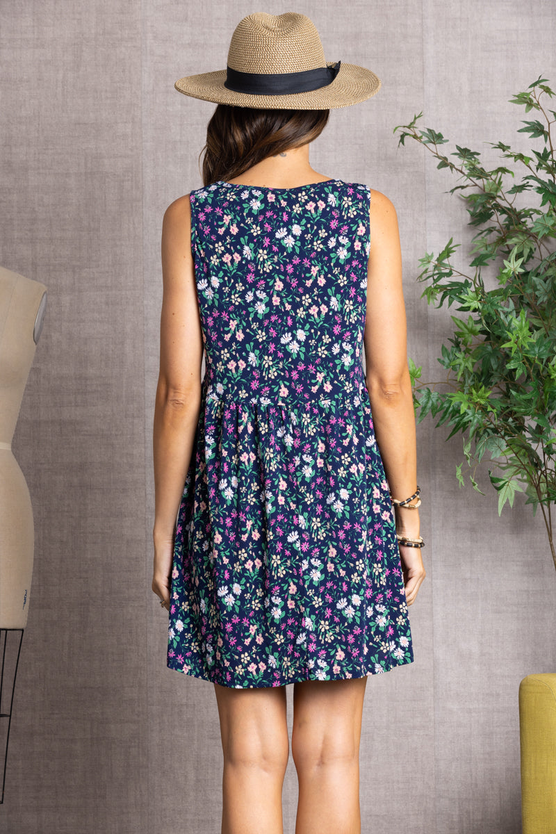 PETITE FLORAL PRINT SLEEVELESS MINI DRESS