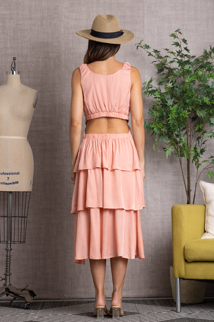 SLEEVELESS TIERED LAYERED MIDI DRESS-ILD0238