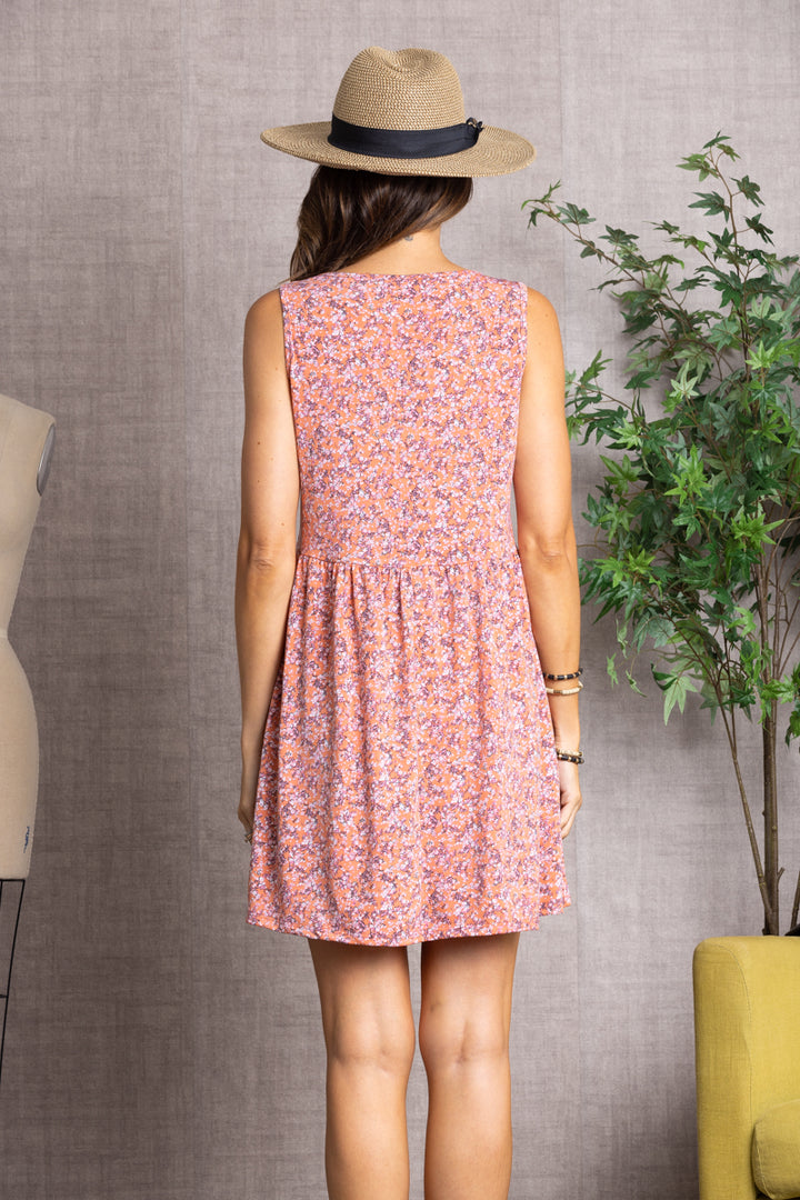 PETITE FLORAL PRINT SLEEVELESS MINI DRESS