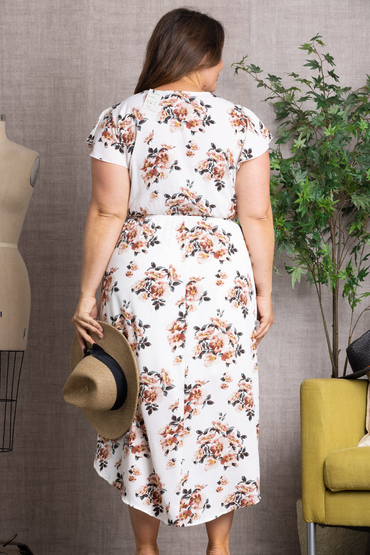 IVORY HAILEY FLORAL PRINT PLUS SIZE MAXI DRESS D8539X