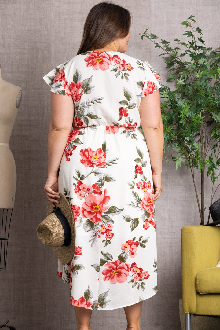 IVORY HAILEY FLORAL PRINT PLUS SIZE MAXI DRESS D8539X