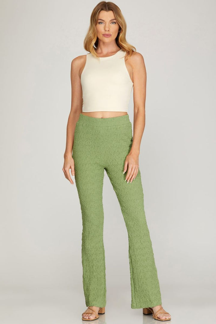 SAGE TEXTURED W/ELASTIC WAIST BAND KNIT PANTS S8SY5007