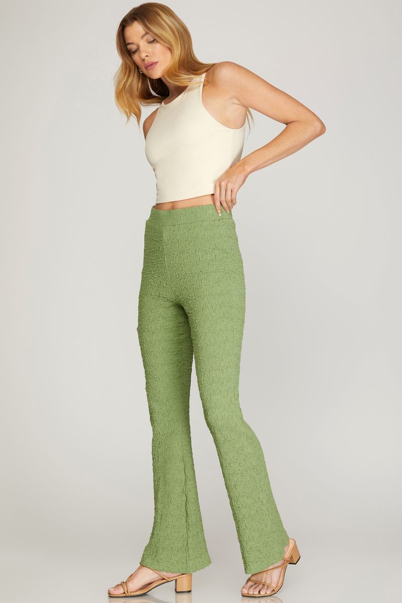 SAGE TEXTURED W/ELASTIC WAIST BAND KNIT PANTS S8SY5007