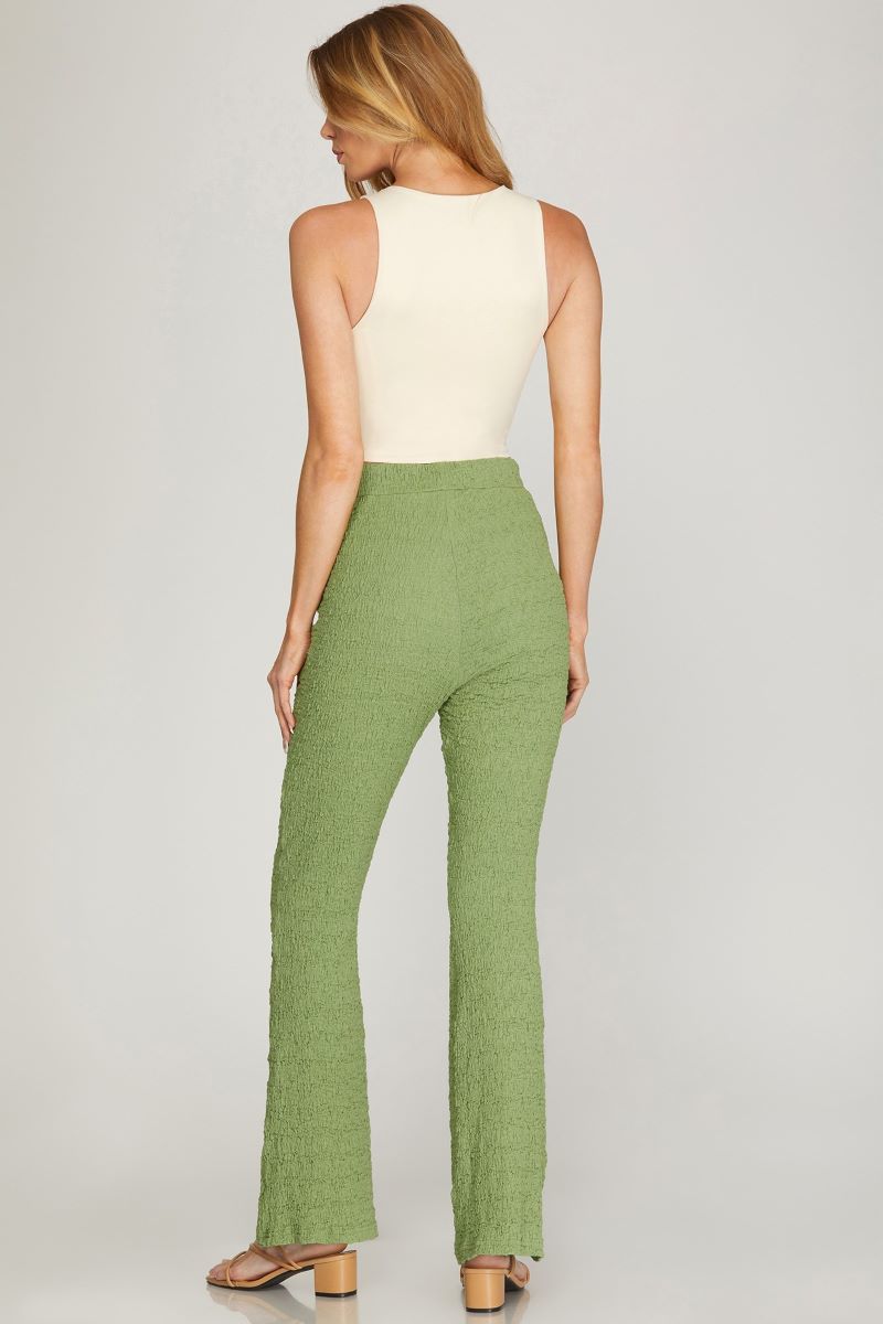 SAGE TEXTURED W/ELASTIC WAIST BAND KNIT PANTS S8SY5007