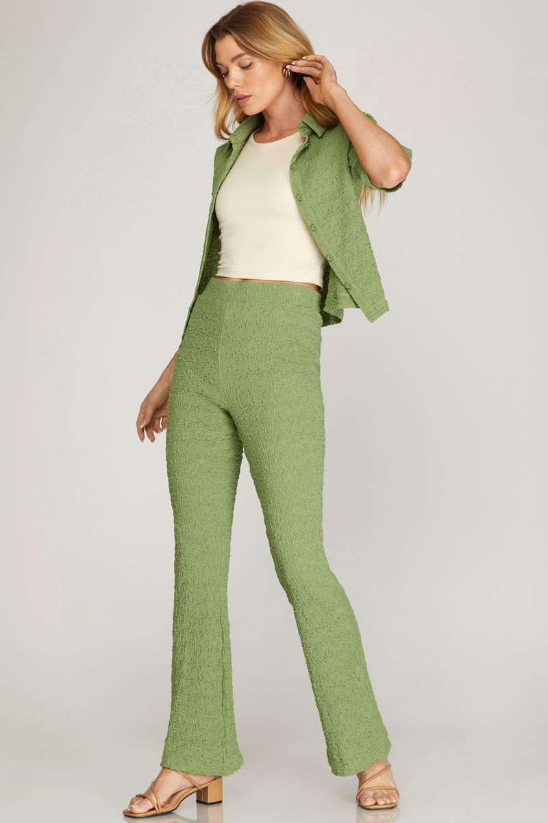 SAGE TEXTURED W/ELASTIC WAIST BAND KNIT PANTS S8SY5007