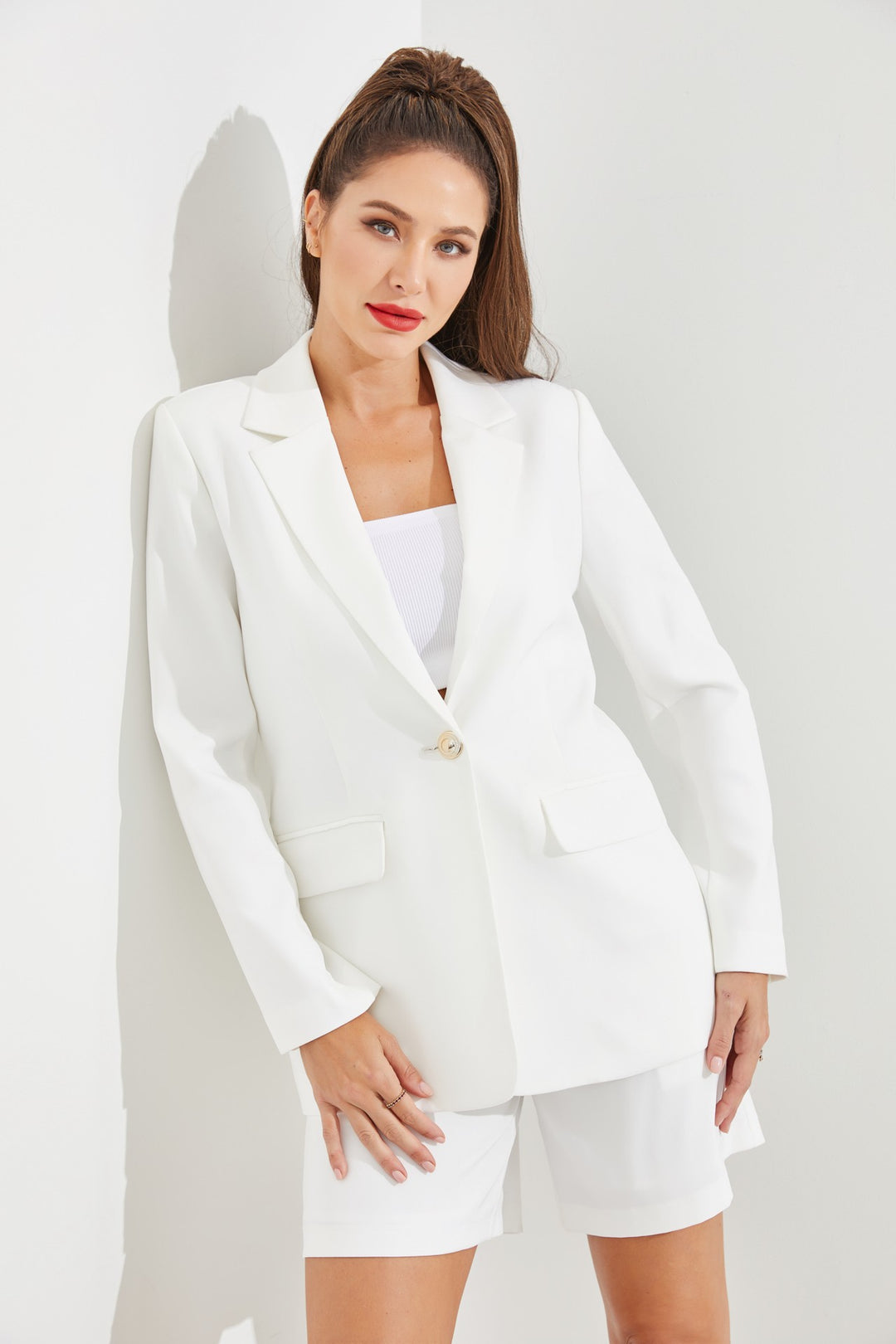 WHITE BLAZER AND SHORTS SET RRAS734S