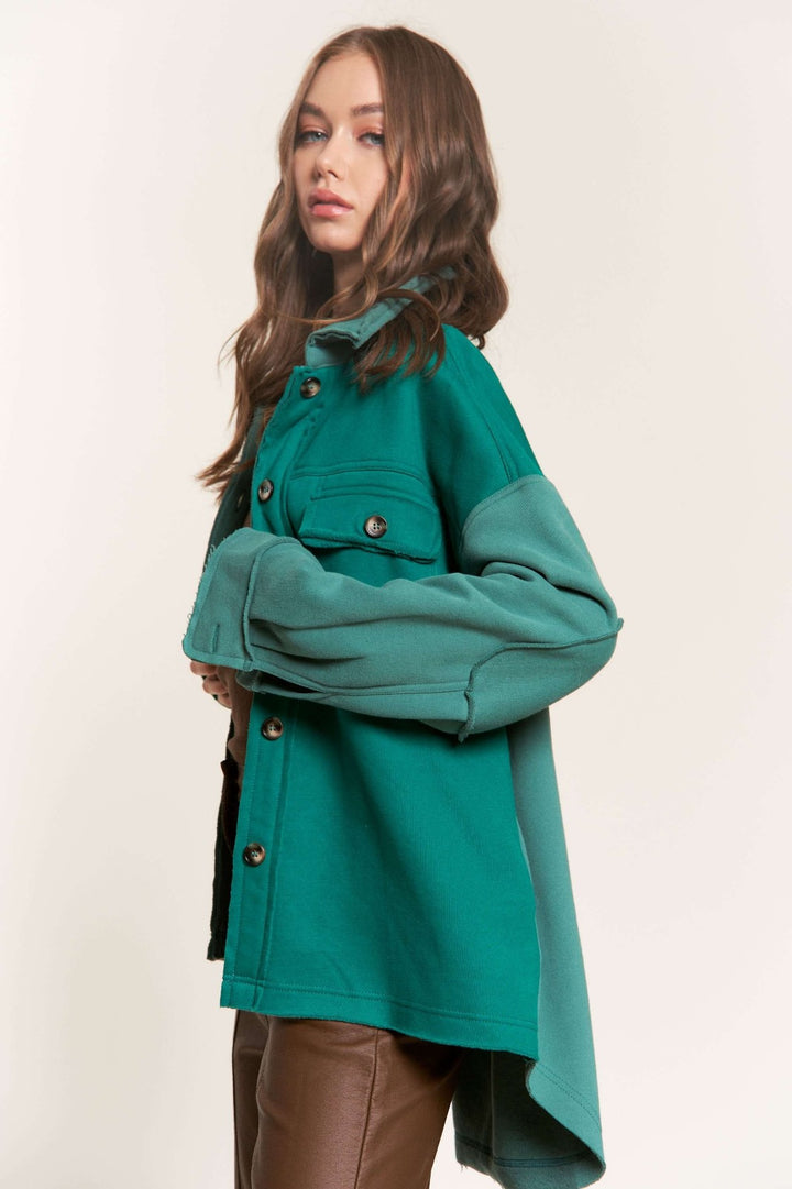 HUNTER GREEN  COLLARED LONG SLEEVES JACKET SNT8230P