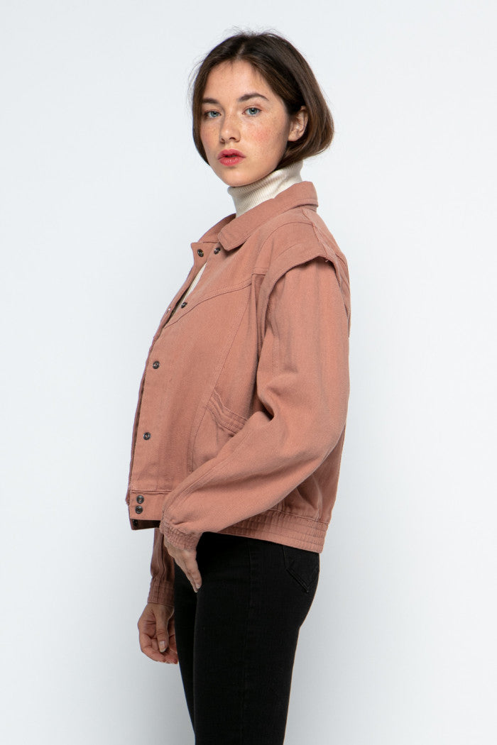 DUSTY MAUVE DENIM CONVERTIBLE LOOK JACKET MJK8718