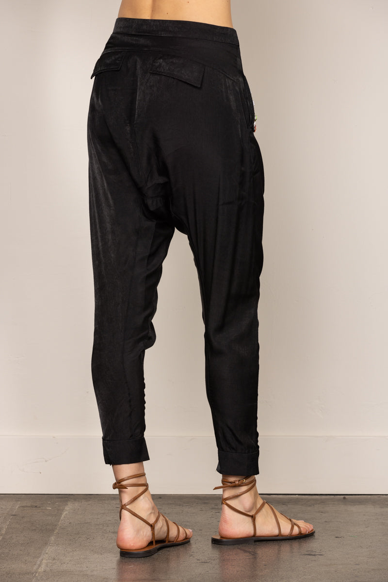 BLACK HAREM BEADS DETAILED PANTS SAP35