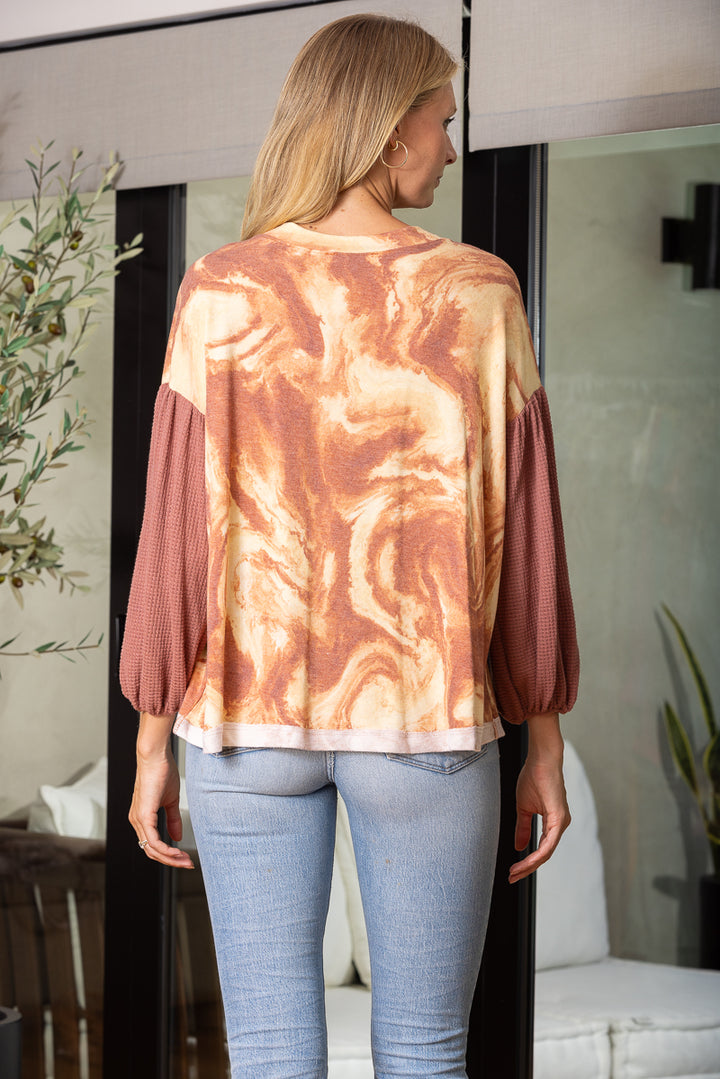 RUST MARBLE DOLMAN LONG SLEEVES KNIT TOP TY10223