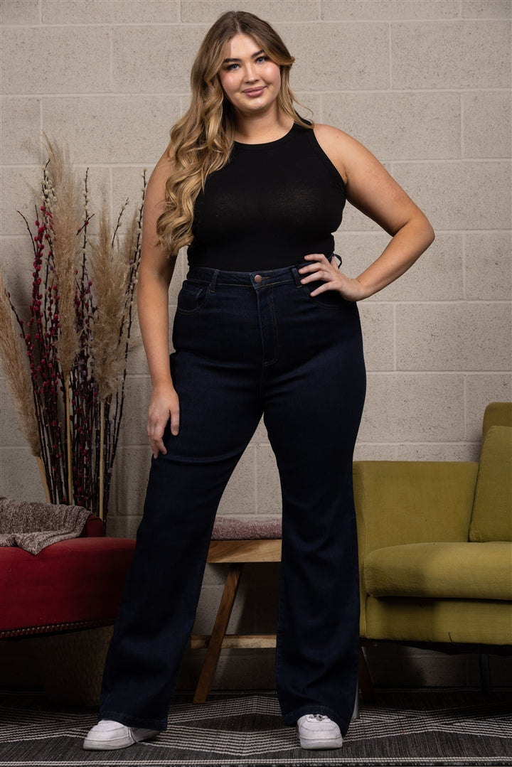 PLUS SIZE SOLID DARK BLUE JEANS XRDP1266X