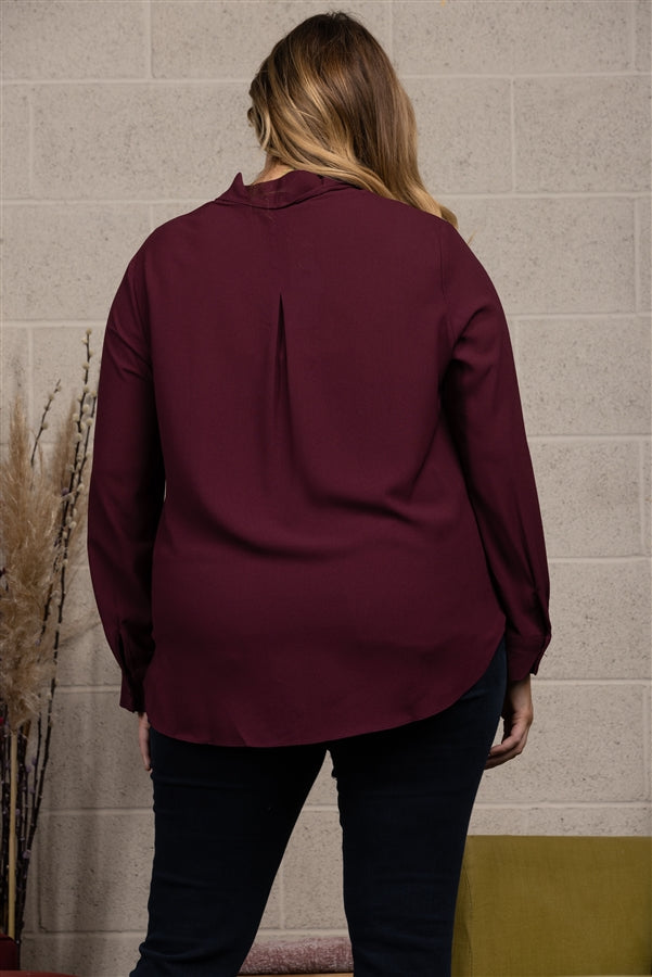 FRONT WRAP PLUS SIZE TOP BLOUSE-C13257PL