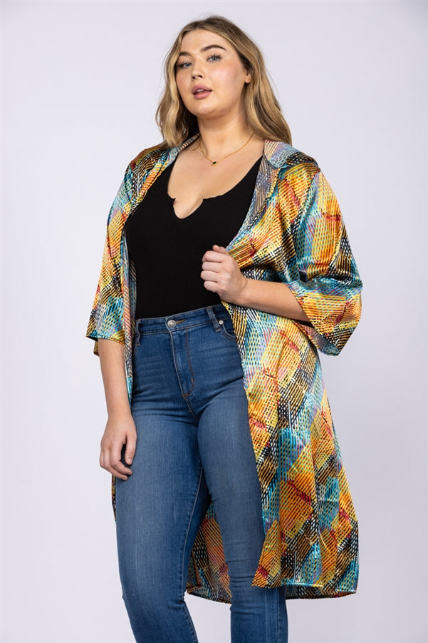 MAUVE PLUS SIZE HOODY COVER-UP CARDIGAN-T6607P