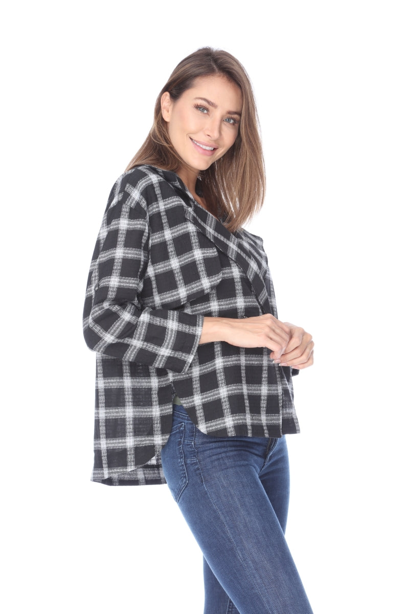 BLACK PLAID OVERSIZED BLAZER JK2210R