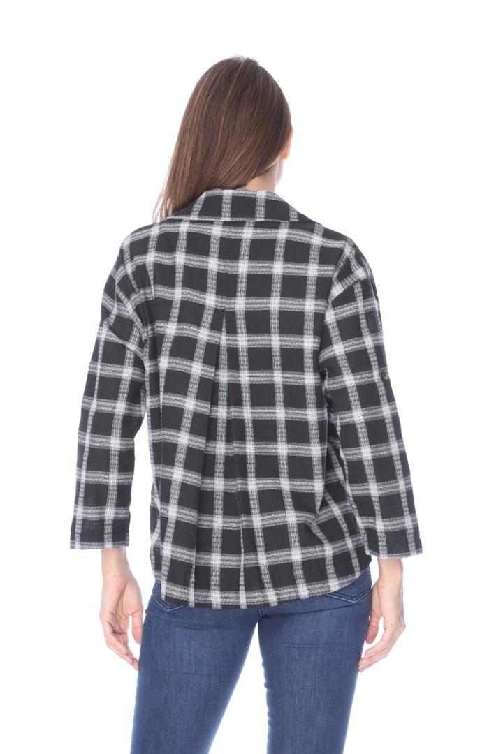 BLACK PLAID OVERSIZED BLAZER JK2210R