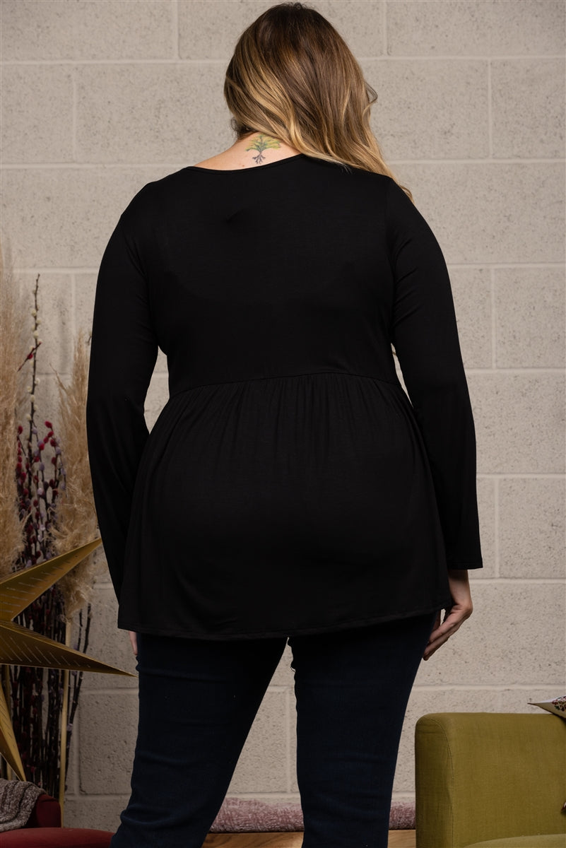 SEQUINCE PATCH POCKET PLUS SIZE TOP