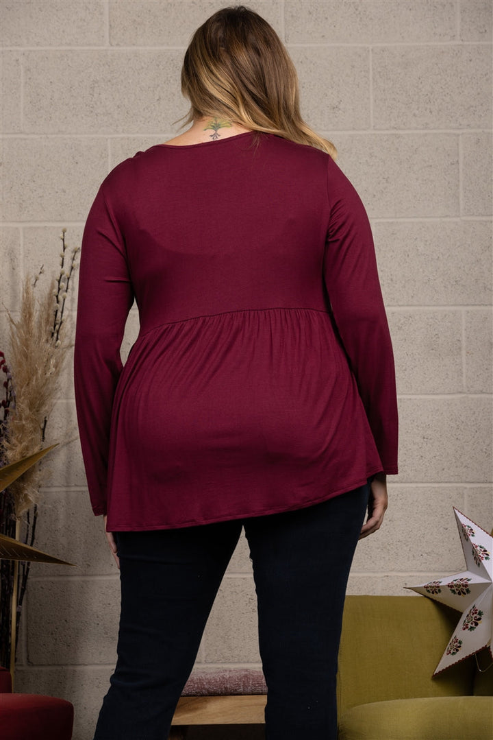 SEQUINCE PATCH POCKET PLUS SIZE TOP