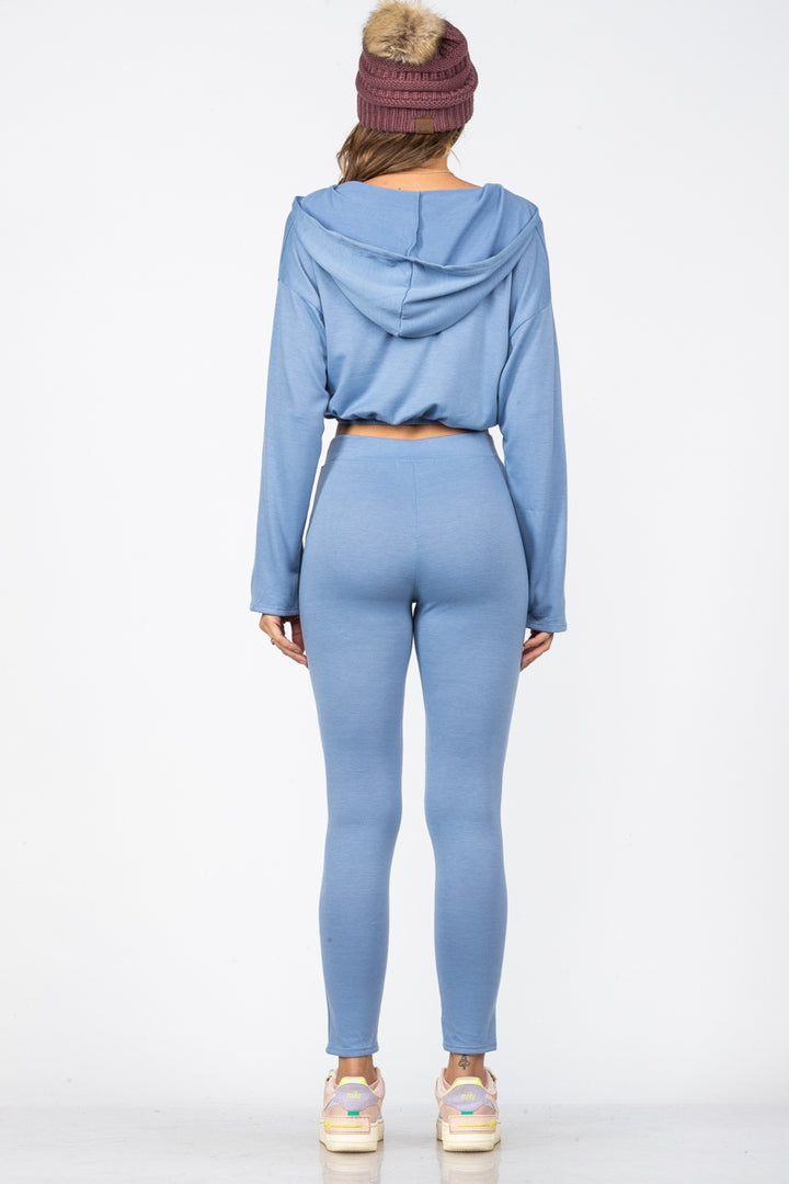 VANCOUVER BLUE HOODIE CROP TOP/PANTS 2PC SET BS019913