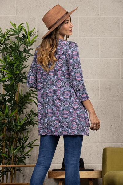 MULTI WREATH PRINT TUNIC TOP