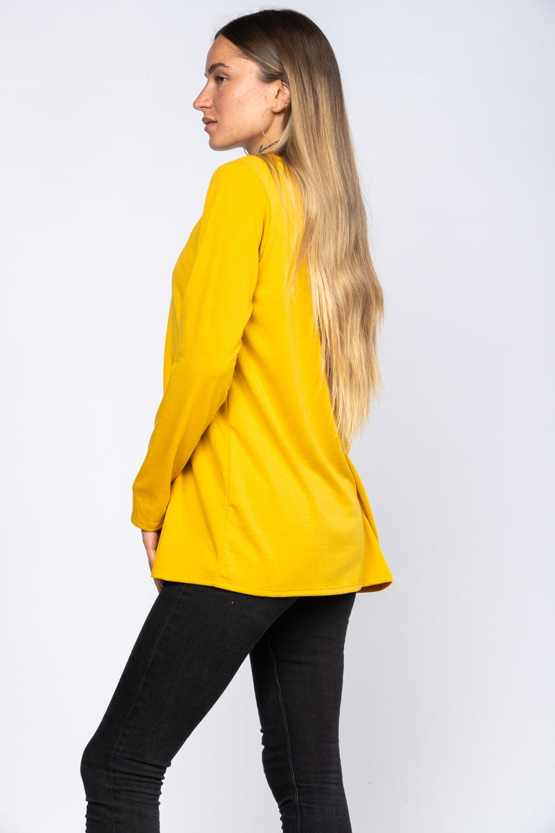 MUSTARD RIBBEB TUNIC KNIT TOP ET5142S