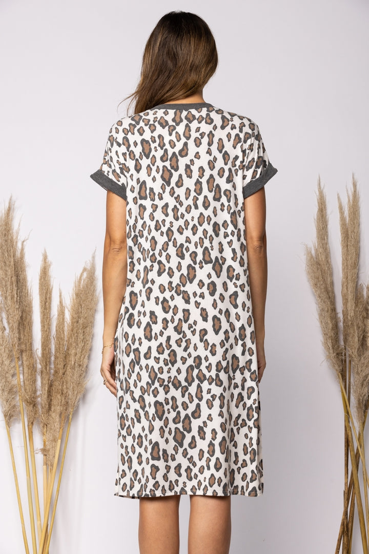 IVORY BORN WILD ANIMAL PRINT MIDI DRESS-DY5568