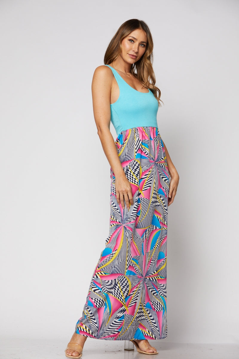 MINT MULTI PRINT MAXI DRESS-D1480