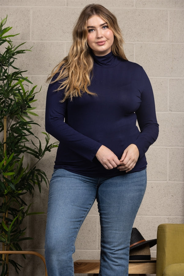 COWL NECK LONG SLEEVES PLUS SIZE TOP-CT43521PL