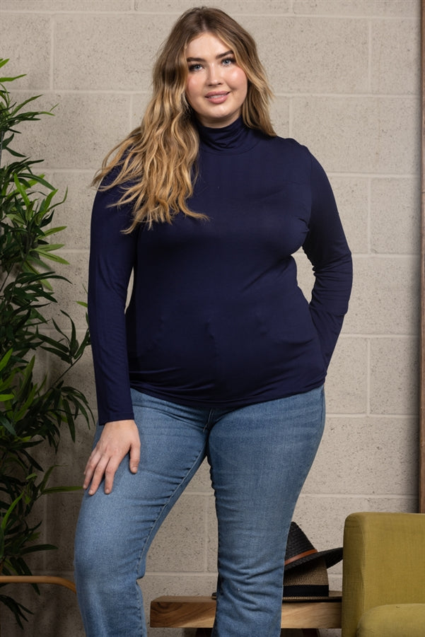 COWL NECK LONG SLEEVES PLUS SIZE TOP-CT43521PL