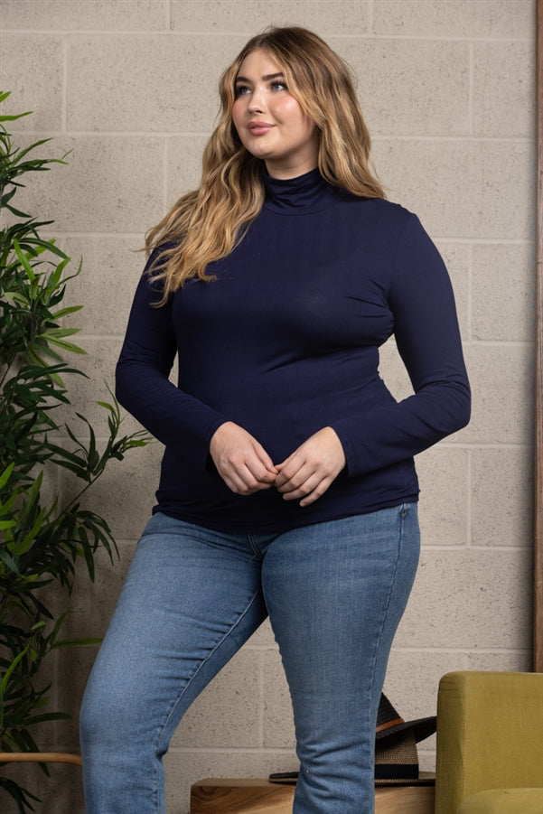 COWL NECK LONG SLEEVES PLUS SIZE TOP-CT43521PL